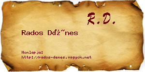 Rados Dénes névjegykártya